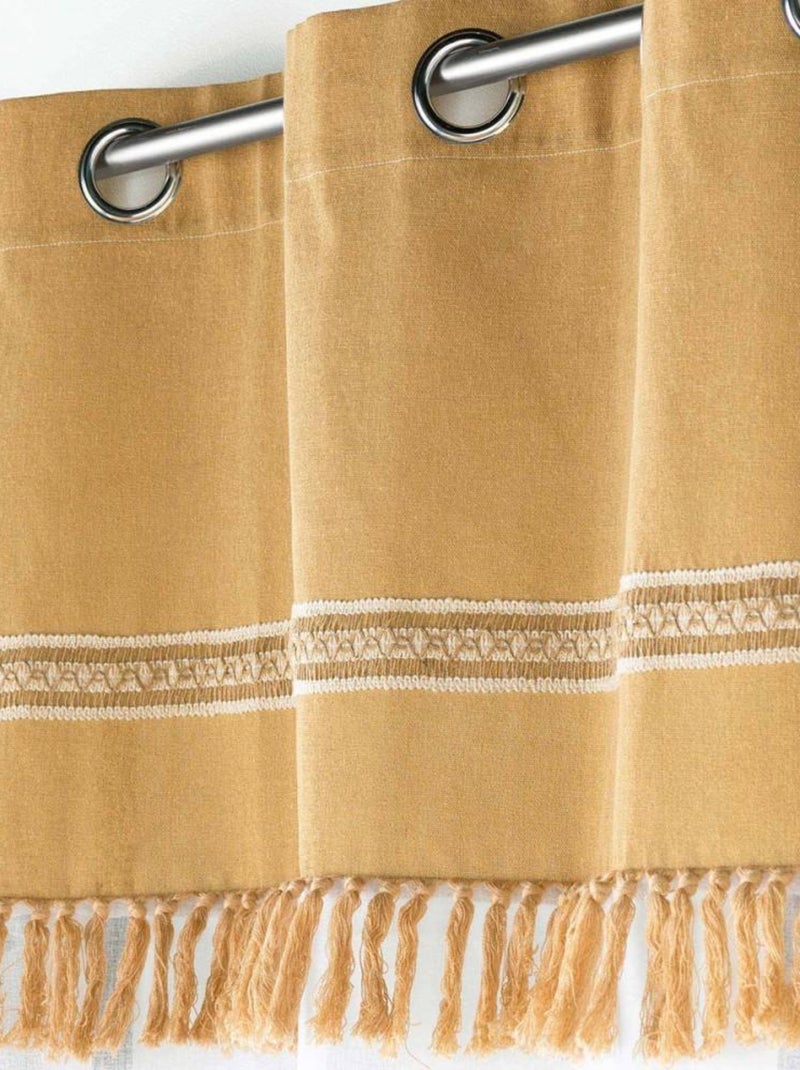 Voilage à œillets 140x240 Janara ocre polycoton Jaune - Kiabi