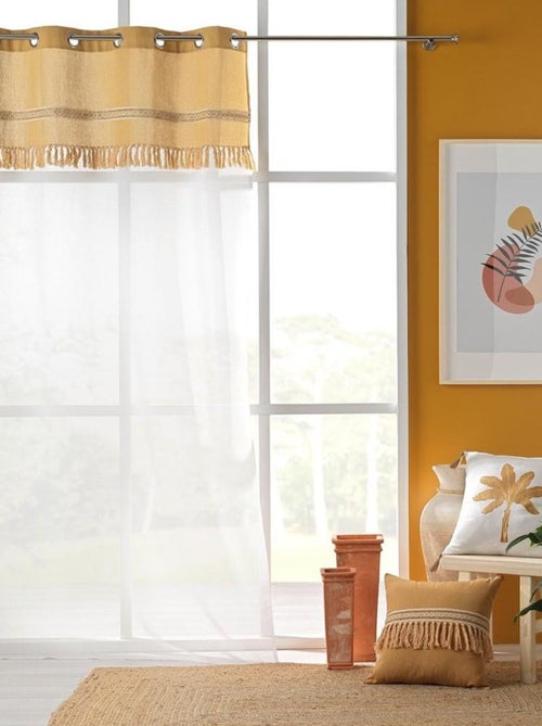 Voilage à œillets 140x240 Janara ocre polycoton - Kiabi