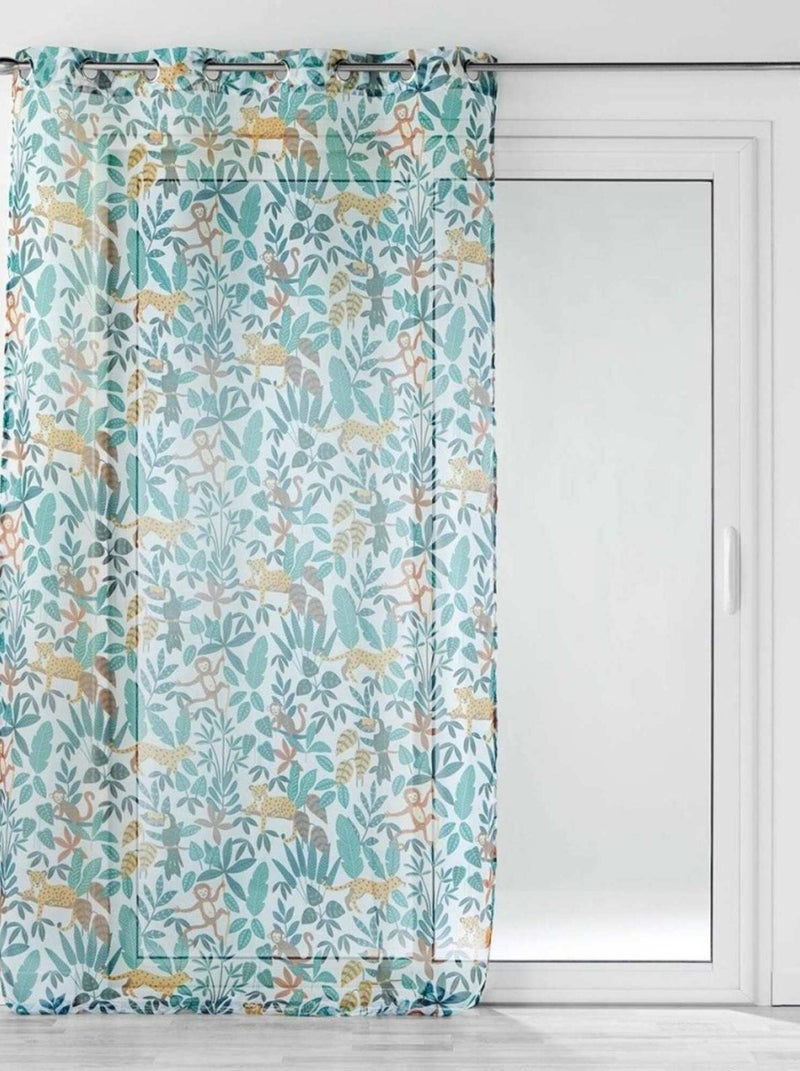 Voilage à œillets 140x240 Jungle Story blanc Bleu - Kiabi