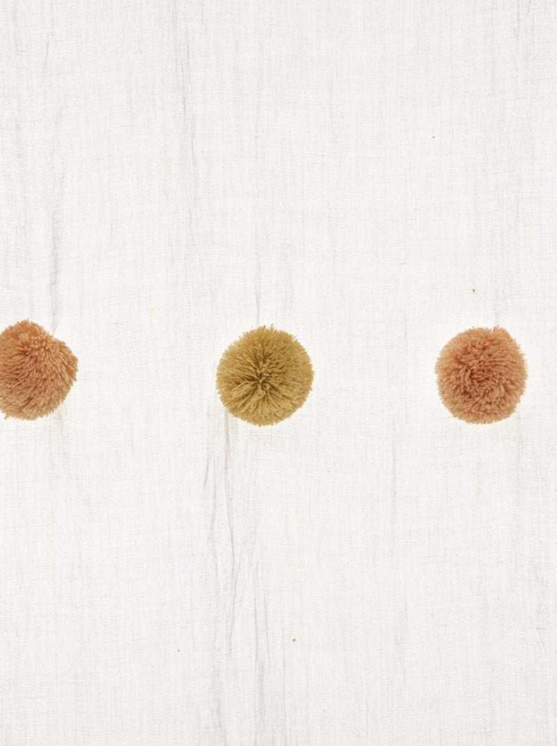 Voilage à œillets 140x240 pompons rose ocre Rose - Kiabi