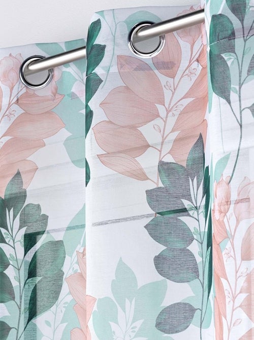 Voilage à œillets 140x240 sable Belline blanc émeraude - Kiabi