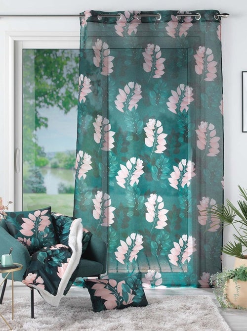 Voilage à œillets 140x240 sable Belline émeraude - Kiabi