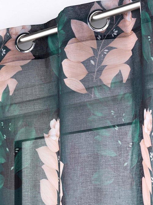 Voilage à œillets 140x240 sable Belline émeraude - Kiabi