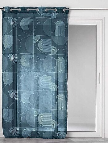 Voilage à œillets 140x240 sable Esquisse bleu