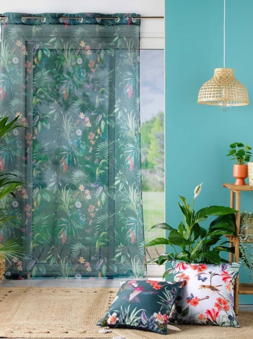 Voilage à œillets 140x240 sable Féerie émeraude - Kiabi