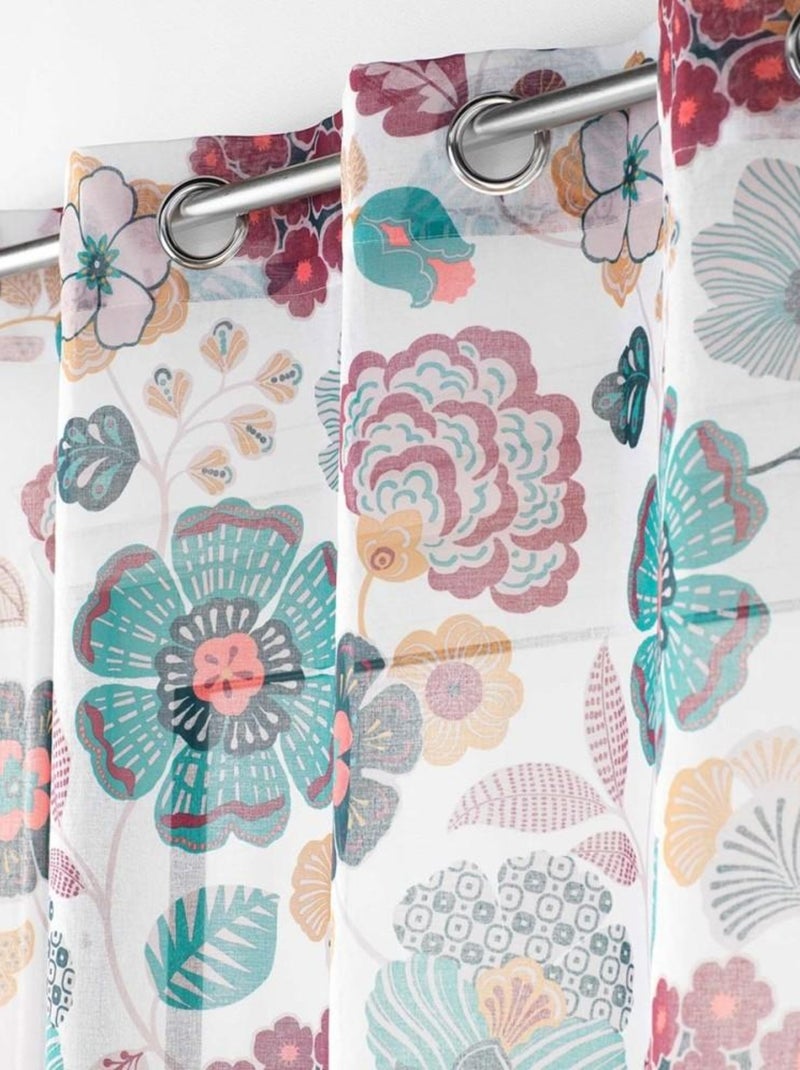 Voilage à œillets 140x240 sable imprimé Winteria blanc Blanc - Kiabi