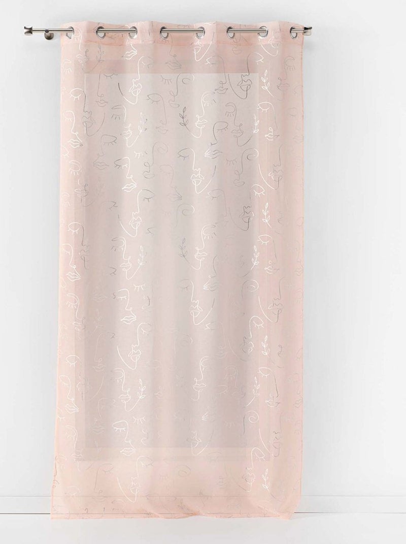 Voilage à œillets 140x240 Sable métallisé Arty Line rose argent Rose - Kiabi