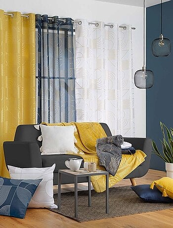 Voilage à œillets 140x240 sable métallisé Lineor anthracite or