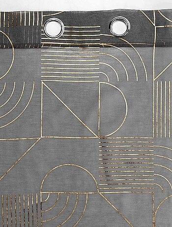Voilage à œillets 140x240 sable métallisé Lineor anthracite or