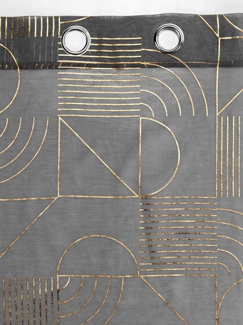 Voilage à œillets 140x240 sable métallisé Lineor anthracite or - Kiabi