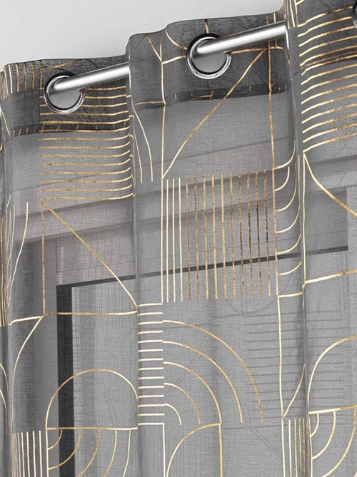Voilage à œillets 140x240 sable métallisé Lineor anthracite or - Kiabi