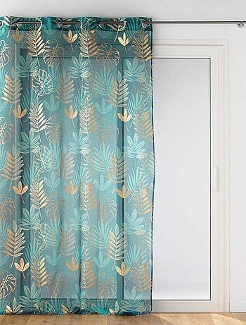 Voilage à œillets 140x240 sable métallisé Ornella émeraude