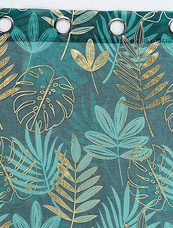 Voilage à œillets 140x240 sable métallisé Ornella émeraude