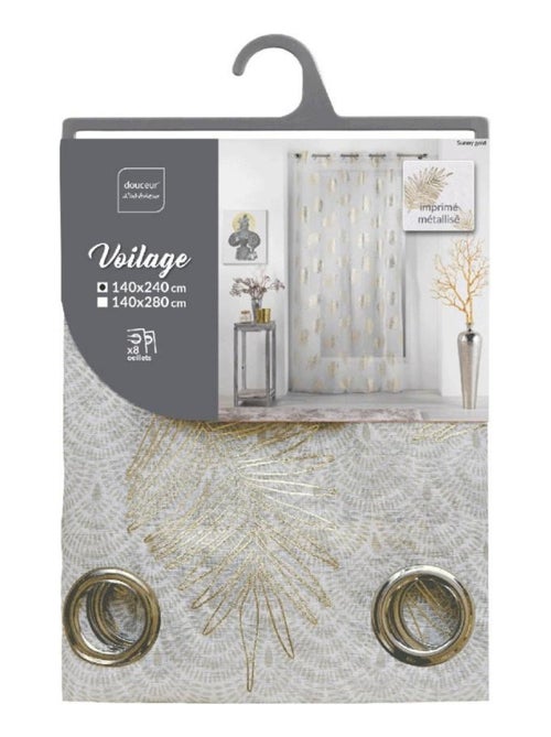 Voilage à œillets 140x240 sable métallisé Sunny Gold - Kiabi