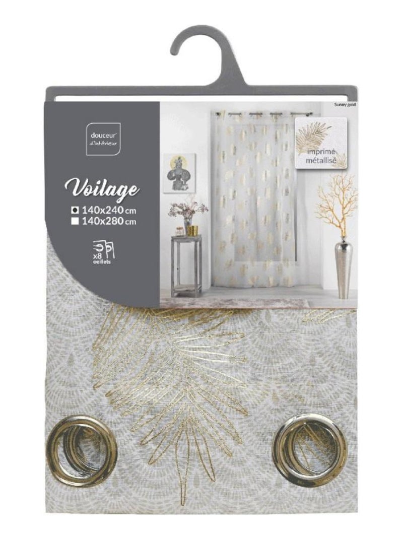 Voilage à œillets 140x240 sable métallisé Sunny Gold Doré/or - Kiabi