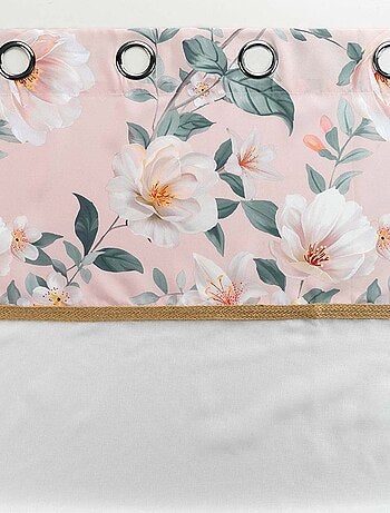 Voilage à œillets 140x240 sable top imprimé jute Alissia rose