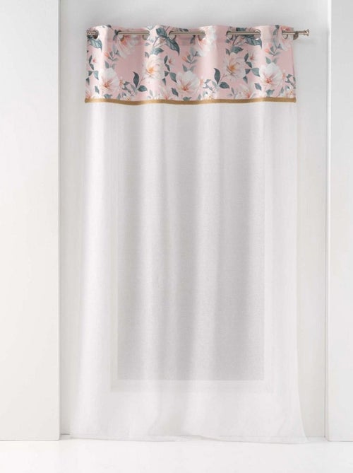Voilage à œillets 140x240 sable top imprimé jute Alissia rose - Kiabi