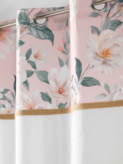 Voilage à œillets 140x240 sable top imprimé jute Alissia rose - Kiabi