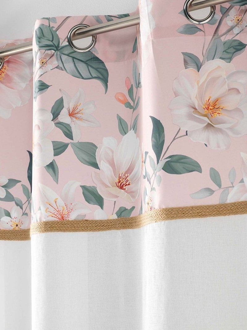 Voilage à œillets 140x240 sable top imprimé jute Alissia rose Rose - Kiabi