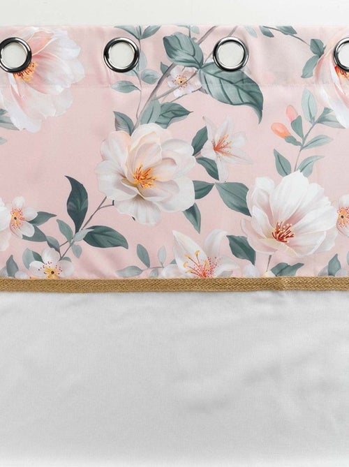 Voilage à œillets 140x240 sable top imprimé jute Alissia rose - Kiabi