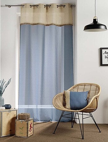 Voilage à œillets 140x240 sable top jute Greenybel bleu