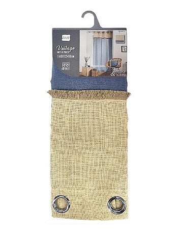 Voilage à œillets 140x240 sable top jute Greenybel bleu