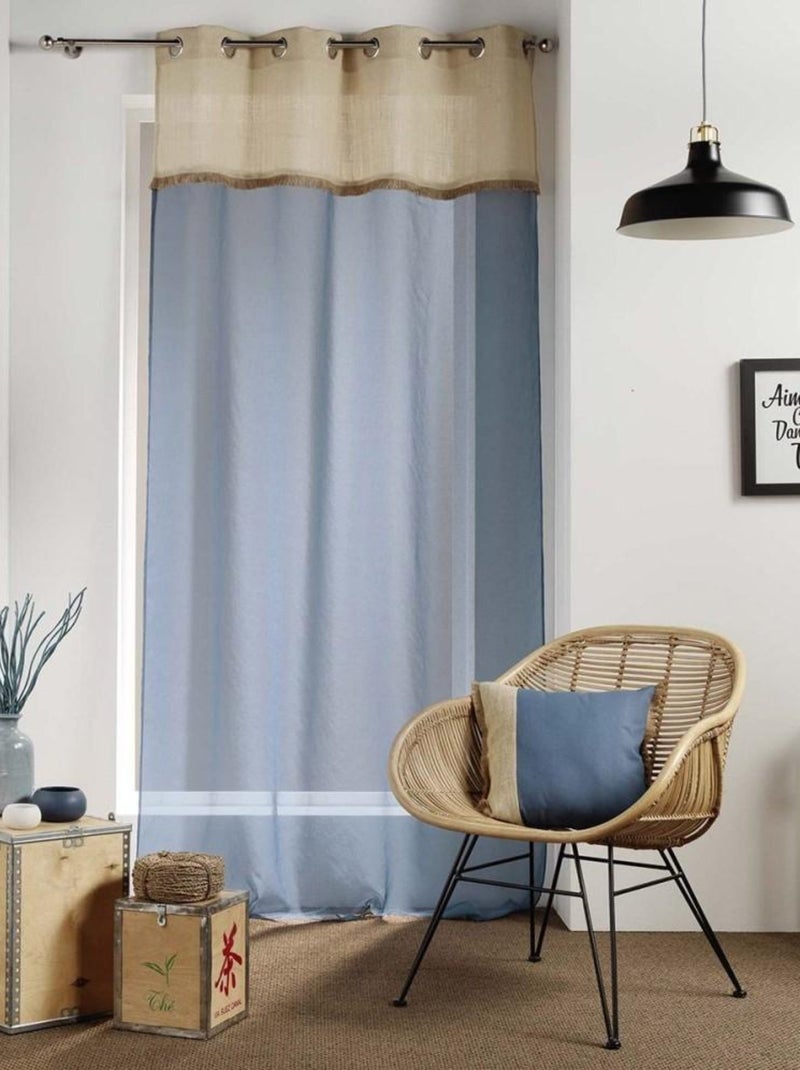 Voilage à œillets 140x240 sable top jute Greenybel bleu Bleu - Kiabi