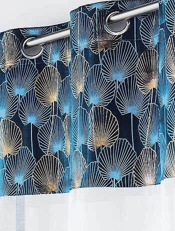 Voilage à œillets 140x240 sable top velours Clairine bleu