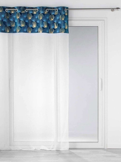 Voilage à œillets 140x240 sable top velours Clairine bleu - Kiabi