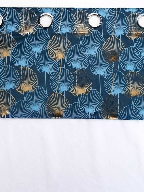 Voilage à œillets 140x240 sable top velours Clairine bleu - Kiabi