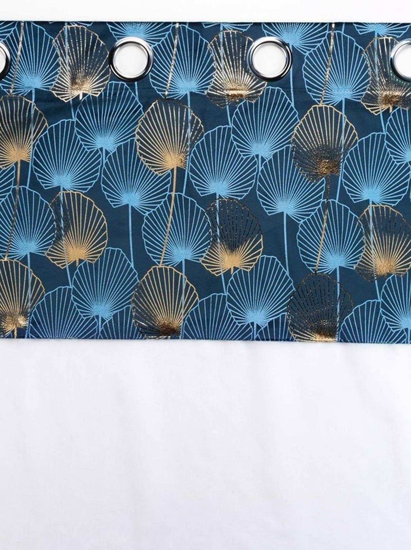 Voilage à œillets 140x240 sable top velours Clairine bleu Bleu - Kiabi
