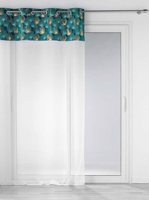 Voilage à œillets 140x240 sable top velours or Clairine émeraude - Kiabi