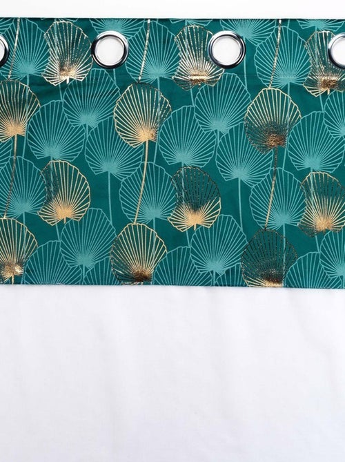 Voilage à œillets 140x240 sable top velours or Clairine émeraude - Kiabi