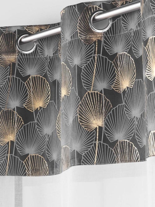 Voilage à œillets 140x240 sable top velours or Clairine gris - Kiabi