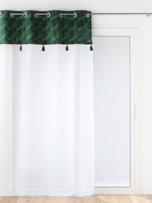 Voilage à œillets 140x240 sable top velours pompon Palmina vert - Kiabi
