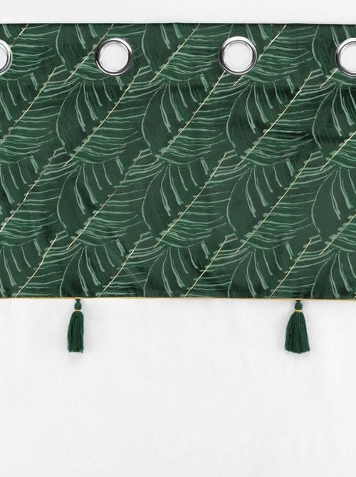 Voilage à œillets 140x240 sable top velours pompon Palmina vert - Kiabi