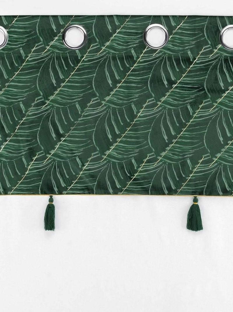 Voilage à œillets 140x240 sable top velours pompon Palmina vert Vert - Kiabi
