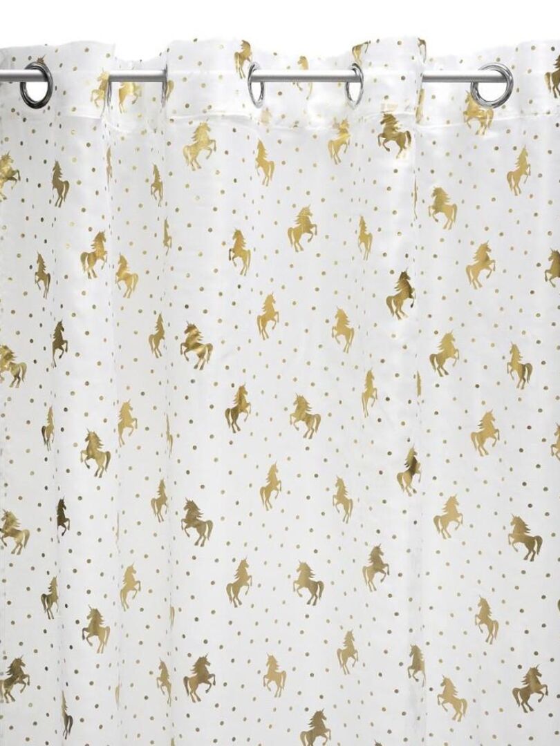 Voilage à œillets 140x250 cm Licorne blanc Blanc - Kiabi