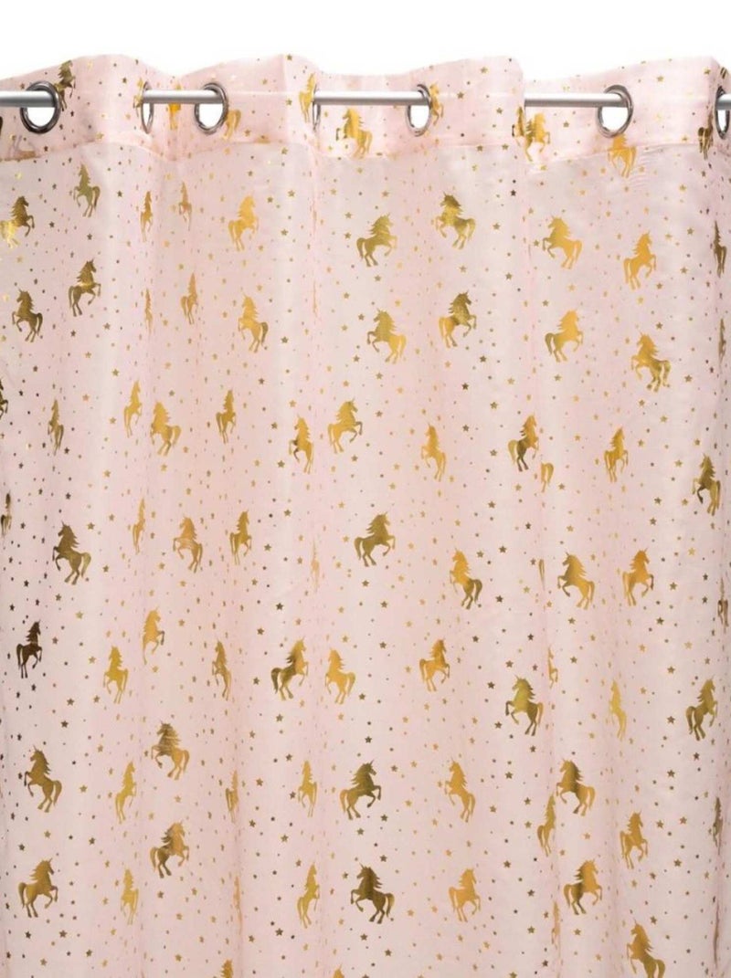 Voilage à œillets 140x250 cm Licorne rose Rose - Kiabi