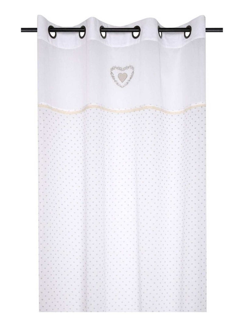Voilage à œillets 140x260 cm Bérénice écru coton Blanc - Kiabi