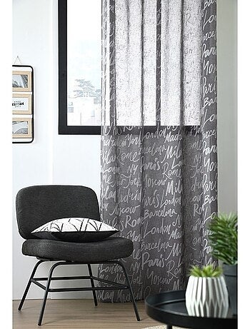 Voilage à œillets 140x260 cm Capitales anthracite