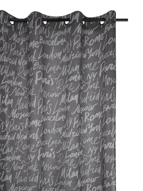 Voilage à œillets 140x260 cm Capitales anthracite - Kiabi