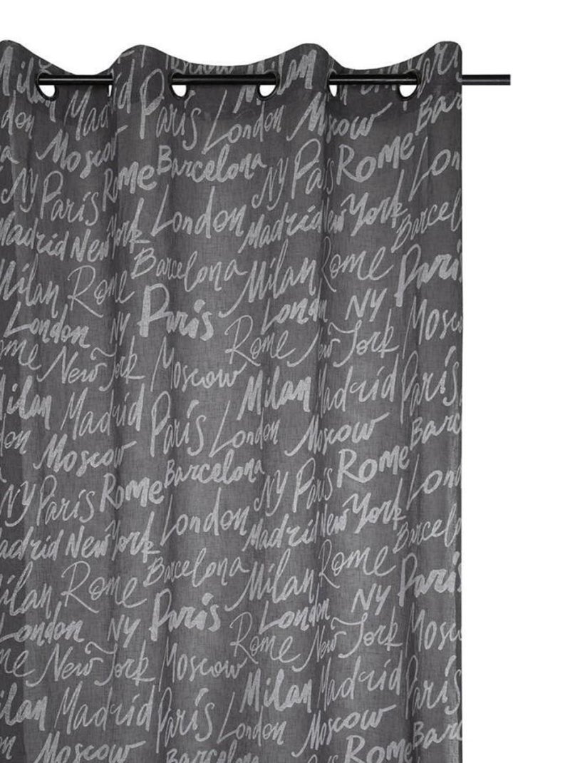 Voilage à œillets 140x260 cm Capitales anthracite Gris - Kiabi