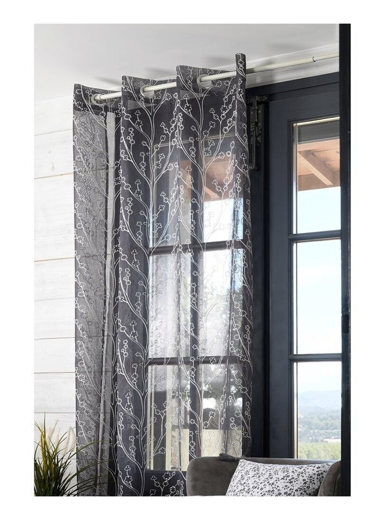 Voilage à œillets 140x260 cm Eulalie anthracite Gris - Kiabi