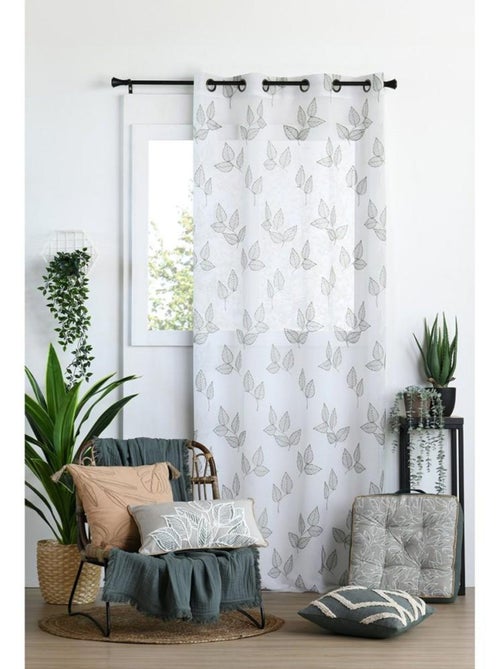 Voilage à œillets 140x260 cm Manisa sauge - Kiabi