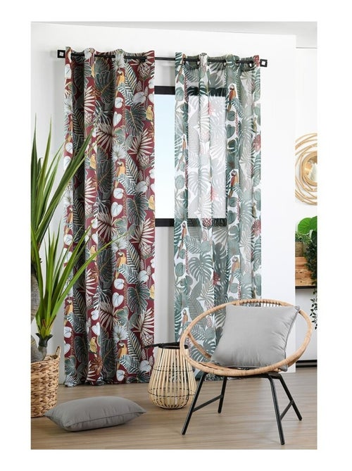 Voilage à œillets 140x260 cm Rousseau vert - Kiabi