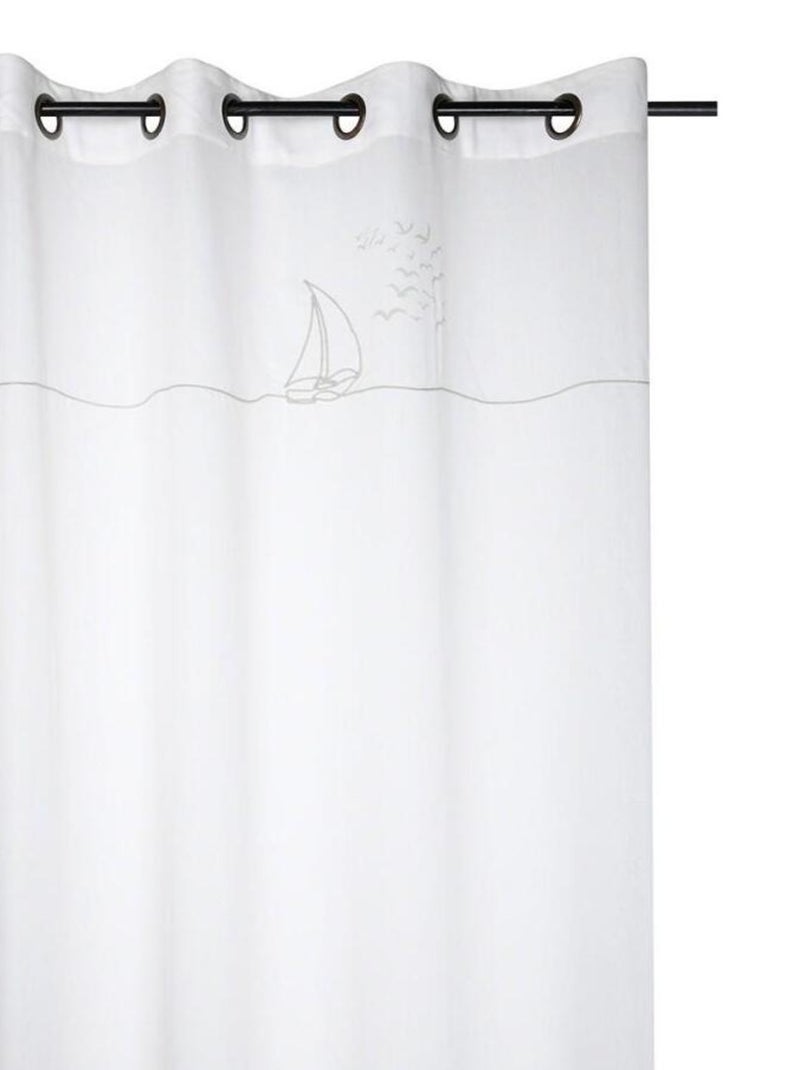 Voilage à œillets 140x260 cm Yacht blanc Blanc - Kiabi