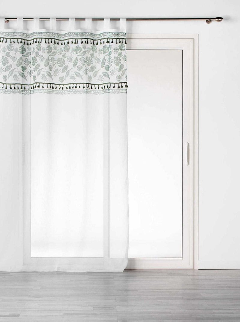 Voilage à œillets 140x280 sable top imprimé pompon Milagreen blanc Blanc - Kiabi