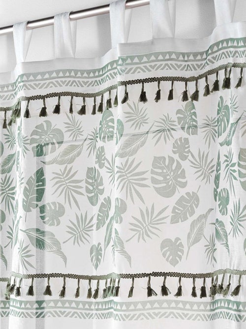 Voilage à œillets 140x280 sable top imprimé pompon Milagreen blanc - Kiabi