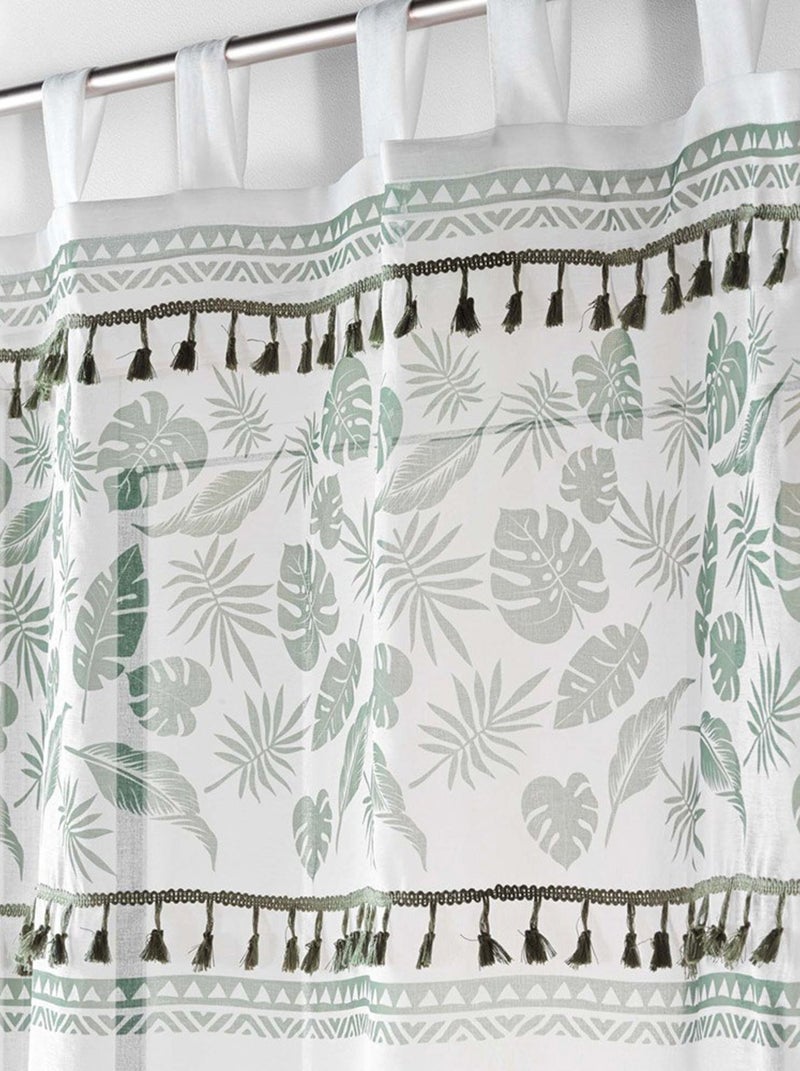 Voilage à œillets 140x280 sable top imprimé pompon Milagreen blanc Blanc - Kiabi